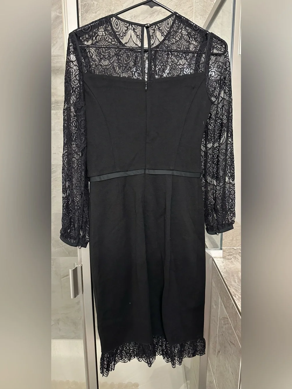 Tory Burch Black Lace-Sleeve Midi Dress